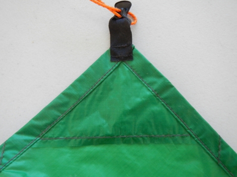 Each tie out is reinforced with a small triangle of silnylon